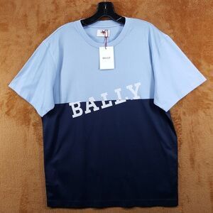 BALLY Shirt Mens Large Blue Pullover Colorblock Short Sleeve Logo Tee T-Shirt